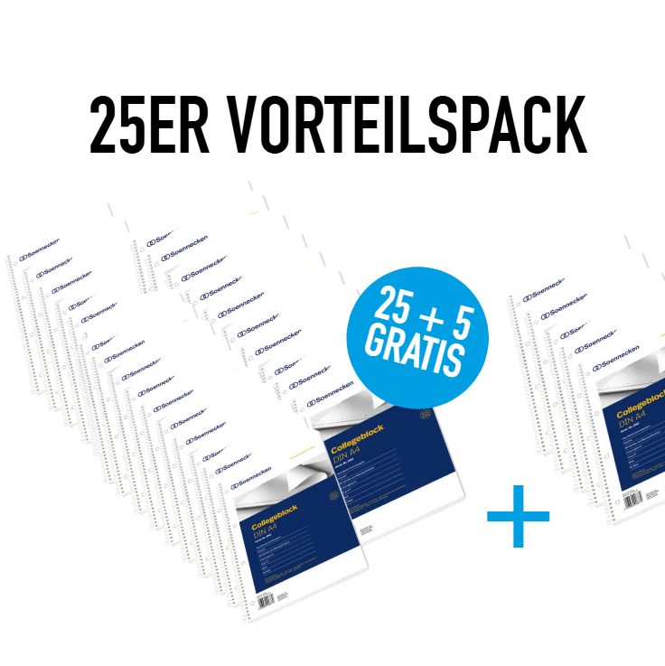 25x Soennecken Collegeblock DIN A4 kariert + GRATIS 5x Soennecken Collegeblock DIN A4 kariert